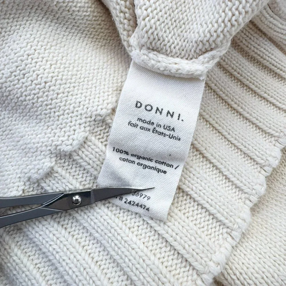 Donni The Cotton Knit Cardigan Sweater Creme Large - Picture 8 of 14